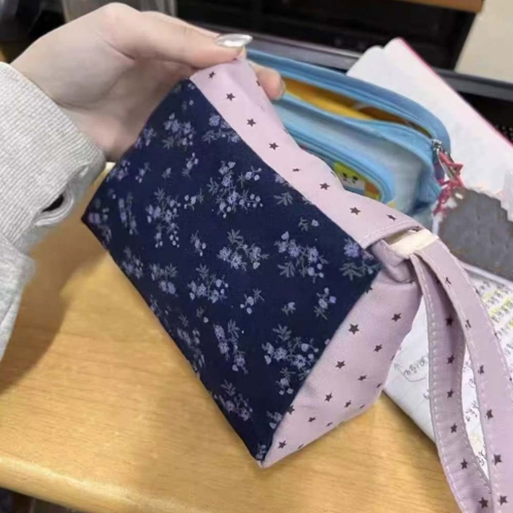 The Korean Lifestyle - Pochette de maquillage florale imprimée violette,